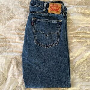 Levi's 505 Men's Dark Blue Straight Regular Fit Jeans - 38x32